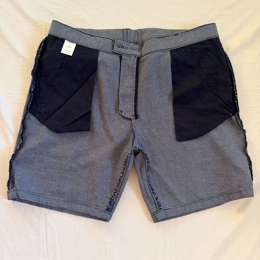 Wax London Men’s Textured Cotton Shorts Blue White Patterned Made Portugal Sz 38 - Picture 10 of 12